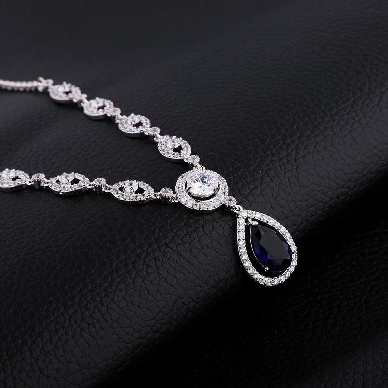 GULICX AAA Cubic Zirconia CZ Women's Party Jewelry Set Fashion Earrings Pendant Necklace Set Silver Tone - Image 3